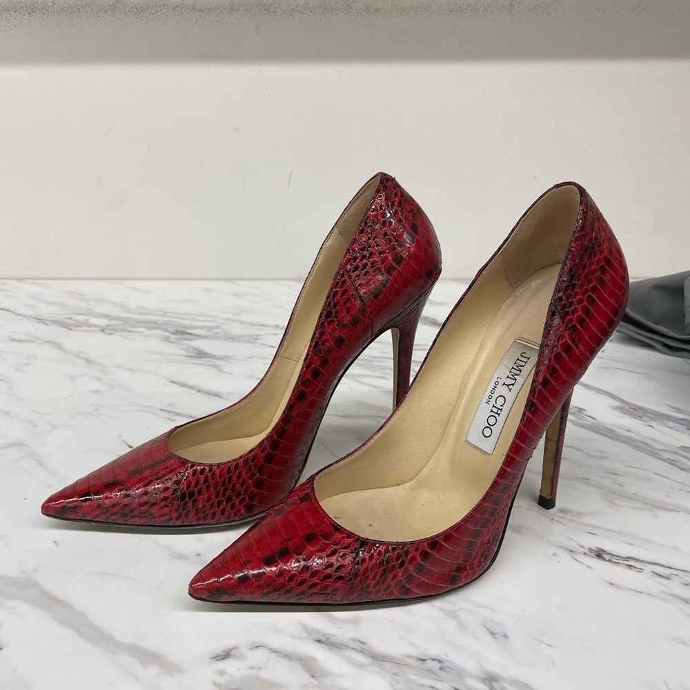 Jimmy Choo red reptile